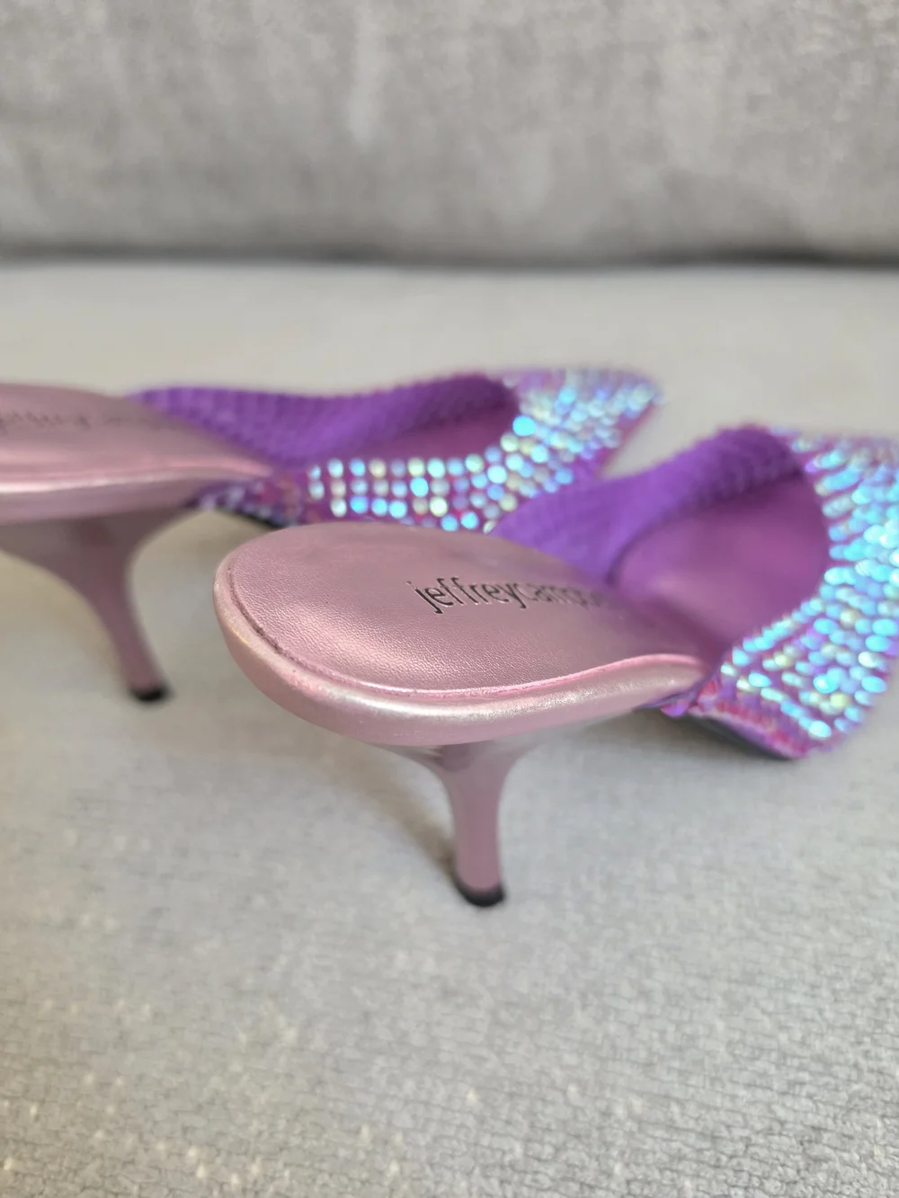 Jeffrey Campbell Pink & Purple Crystal Embellished Pointed Mule Heels